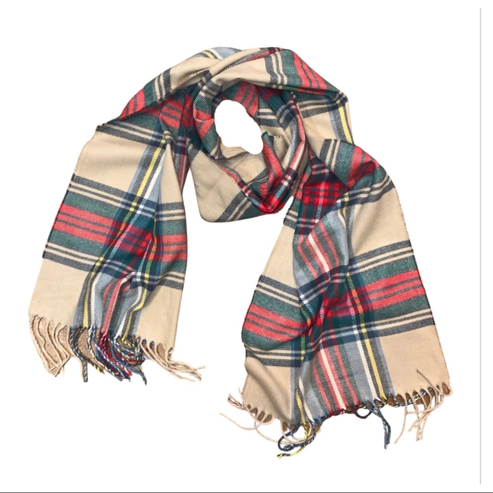 Chic and stylish Plaid cashmere fringe scarf